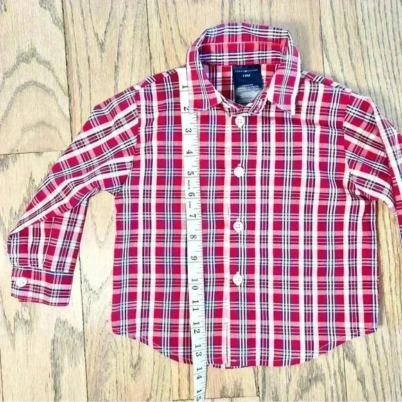 Tommy Hilfiger Boys Long Sleeve Collared Plaid Button Down Size 18 Months - Picture 5 of 8